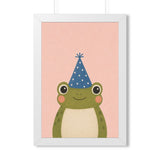 Frog Party Hat Framed Nursery Wall Art, Storybook Kids Room Decor, 16x24 20x30 Poster — Front view — Photo 5