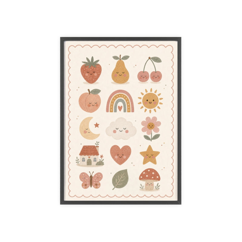 Fruit Rainbow Icons Framed Nursery Poster, Storybook Kids Room Wall Art, A4 A3 Size — 6ad866eb4a87cc6e1a0e5f3b_96250_80279_front