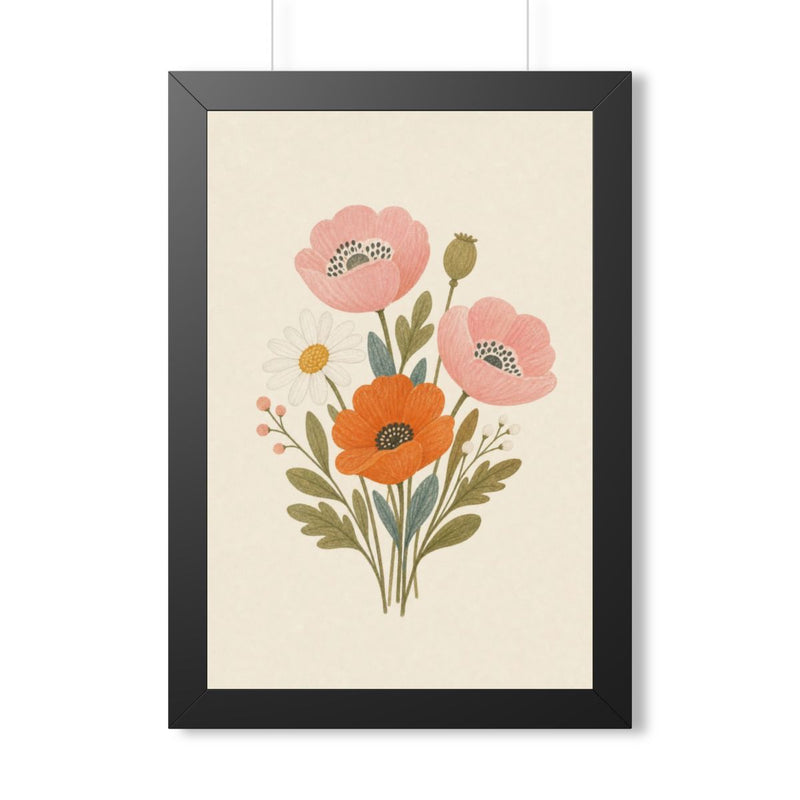 Garden Flowers Framed Nursery Poster | Storybook Wall Art | Kids Room Decor | Black Walnut White Frame | 16x24 20x30 — 6ad86ff0484d495a850b3bd4_69668_124096_front