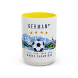 Germany World Champions Mug — Four Time Soccer Champion Gift — German Football Fan Cup — 1954–2014 — 11oz 15oz Accent Mug — Front view — Photo 14