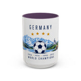 Germany World Champions Mug — Four Time Soccer Champion Gift — German Football Fan Cup — 1954–2014 — 11oz 15oz Accent Mug — Front view — Photo 17