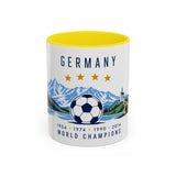 Germany World Champions Mug — Four Time Soccer Champion Gift — German Football Fan Cup — 1954–2014 — 11oz 15oz Accent Mug — Front view — Photo 12