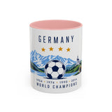 Germany World Champions Mug — Four Time Soccer Champion Gift — German Football Fan Cup — 1954–2014 — 11oz 15oz Accent Mug — Front view — Photo 3
