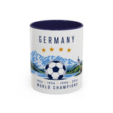 Germany World Champions Mug — Four Time Soccer Champion Gift — German Football Fan Cup — 1954–2014 — 11oz 15oz Accent Mug — Front view — Photo 2