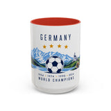 Germany World Champions Mug — Four Time Soccer Champion Gift — German Football Fan Cup — 1954–2014 — 11oz 15oz Accent Mug — Front view — Photo 8