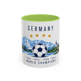 Germany World Champions Mug — Four Time Soccer Champion Gift — German Football Fan Cup — 1954–2014 — 11oz 15oz Accent Mug — Front view — Photo 15