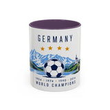 Germany World Champions Mug — Four Time Soccer Champion Gift — German Football Fan Cup — 1954–2014 — 11oz 15oz Accent Mug — Front view — Photo 16