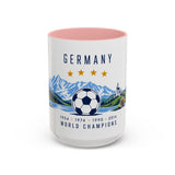 Germany World Champions Mug — Four Time Soccer Champion Gift — German Football Fan Cup — 1954–2014 — 11oz 15oz Accent Mug — Front view — Photo 7