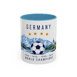 Germany World Champions Mug — Four Time Soccer Champion Gift — German Football Fan Cup — 1954–2014 — 11oz 15oz Accent Mug — Front view — Photo 9