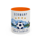 Germany World Champions Mug — Four Time Soccer Champion Gift — German Football Fan Cup — 1954–2014 — 11oz 15oz Accent Mug — Front view — Photo 11