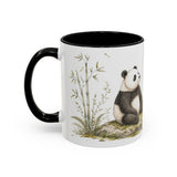 Giant Panda Cub Accent Mug | Watercolor Nature Coffee Cup | 11oz 15oz Woodland Animal Gift — 11oz / Black — left