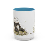 Giant Panda Cub Accent Mug | Watercolor Nature Coffee Cup | 11oz 15oz Woodland Animal Gift — 15oz / Light Blue — front