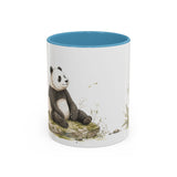 Giant Panda Cub Accent Mug | Watercolor Nature Coffee Cup | 11oz 15oz Woodland Animal Gift — 11oz / Light Blue — front