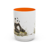 Giant Panda Cub Accent Mug | Watercolor Nature Coffee Cup | 11oz 15oz Woodland Animal Gift — 15oz / Orange — front