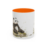 Giant Panda Cub Accent Mug | Watercolor Nature Coffee Cup | 11oz 15oz Woodland Animal Gift — 11oz / Orange — front
