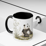 Giant Panda Cub Accent Mug | Watercolor Nature Coffee Cup | 11oz 15oz Woodland Animal Gift — 11oz / Black — context-2