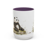 Giant Panda Cub Accent Mug | Watercolor Nature Coffee Cup | 11oz 15oz Woodland Animal Gift — 15oz / Purple — front