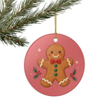 Gingerbread Cookie Ceramic Ornament, Double Sided Round Christmas Decoration, Holiday Keepsake Gift — Product view — Photo 8