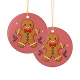 Gingerbread Cookie Ceramic Ornament, Double Sided Round Christmas Decoration, Holiday Keepsake Gift — Product view — Photo 6