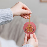 Gingerbread Cookie Ceramic Ornament, Double Sided Round Christmas Decoration, Holiday Keepsake Gift — Product view — Photo 10