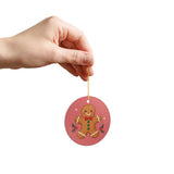 Gingerbread Cookie Ceramic Ornament, Double Sided Round Christmas Decoration, Holiday Keepsake Gift — Product view — Photo 9