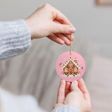 Gingerbread House Ceramic Ornament, Double Sided Round Christmas Decoration, Holiday Keepsake Gift — Product view — Photo 10