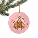 Gingerbread House Ceramic Ornament, Double Sided Round Christmas Decoration, Holiday Keepsake Gift — Product view — Photo 8