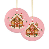 Gingerbread House Ceramic Ornament, Double Sided Round Christmas Decoration, Holiday Keepsake Gift — Product view — Photo 6