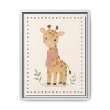 Giraffe Scarf Framed Nursery Canvas, Storybook Kids Room Wall Art, 12x16 18x24 — Front view — Photo 4