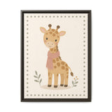 Giraffe Scarf Framed Nursery Canvas, Storybook Kids Room Wall Art, 12x16 18x24 — Front view — Photo 5