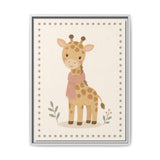 Giraffe Scarf Framed Nursery Canvas, Storybook Kids Room Wall Art, 12x16 18x24 — Front view — Photo 6