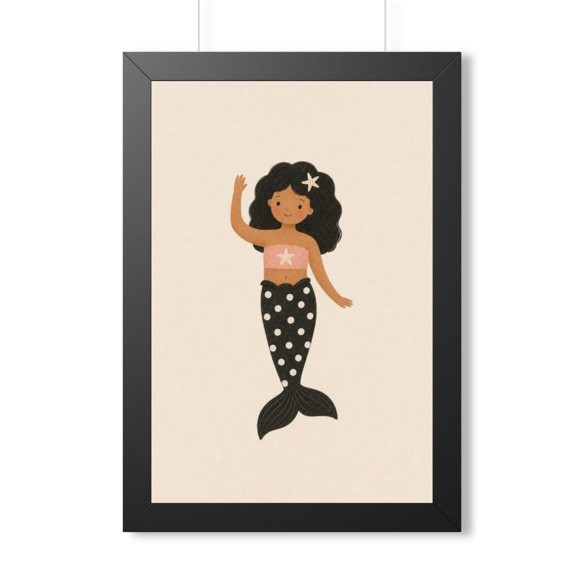Girl Mermaid Framed Nursery Wall Art, Storybook Kids Room Decor, 16x24 20x30 Poster — Front view — Photo 1