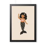 Girl Mermaid Framed Nursery Wall Art, Storybook Kids Room Decor, 16x24 20x30 Poster — Front view — Photo 2