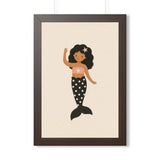 Girl Mermaid Framed Nursery Wall Art, Storybook Kids Room Decor, 16x24 20x30 Poster — Front view — Photo 3