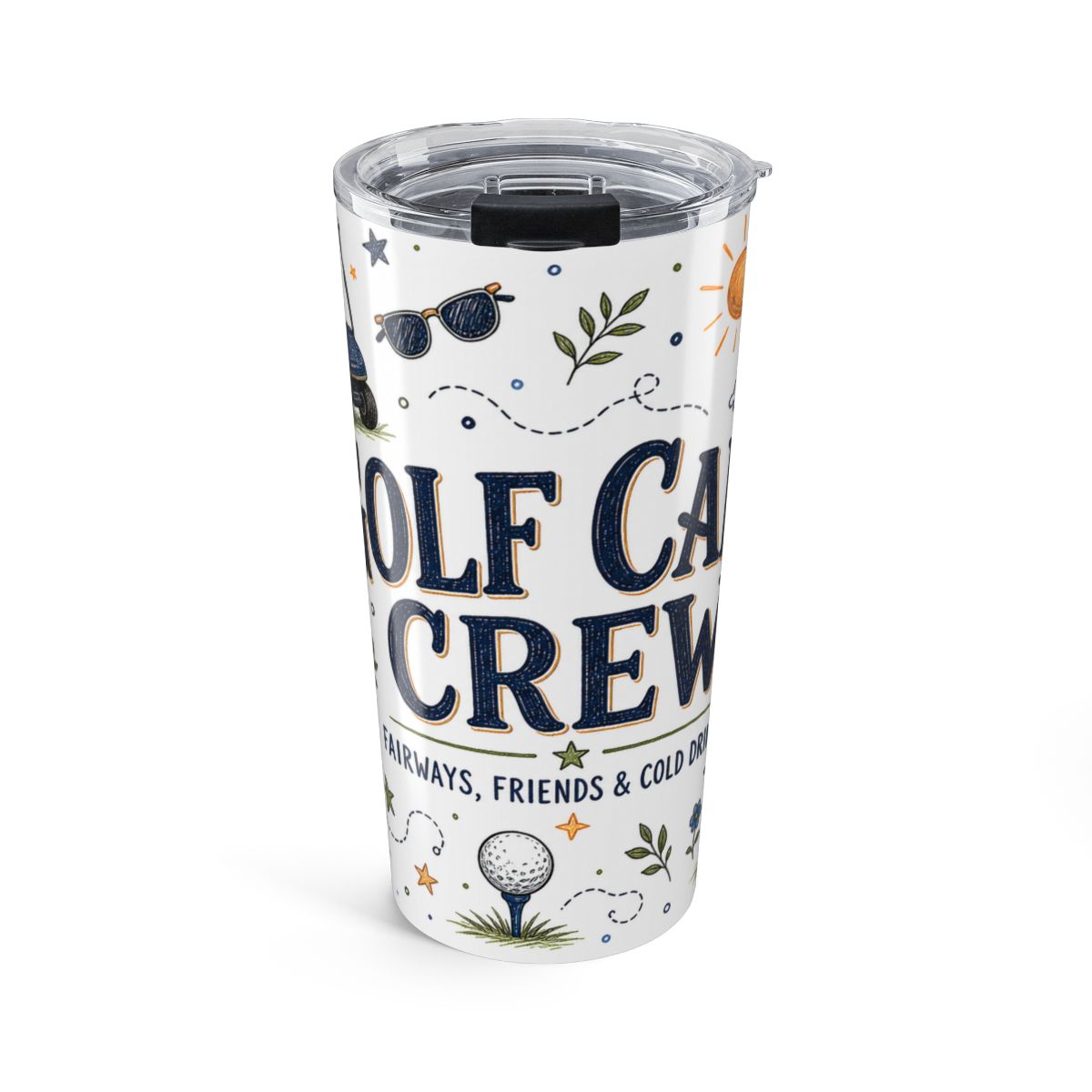 Golf Cart Crew 20oz Tumbler — Golfer Gift — Insulated Stainless Steel Travel Cup — Front view — Photo 1