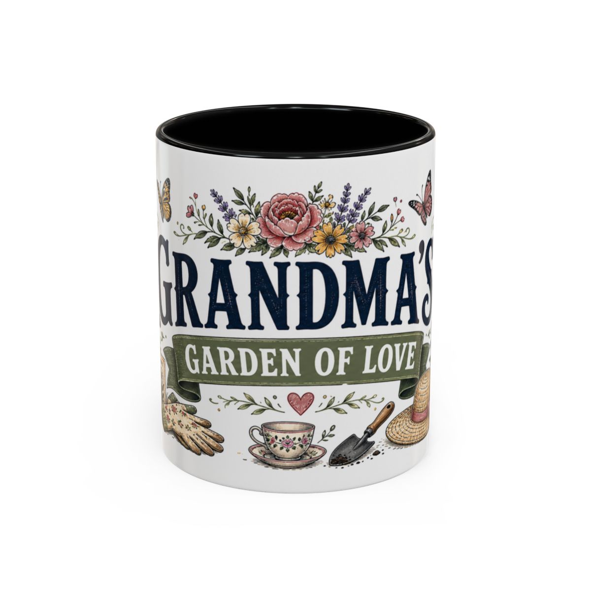 Grandma's Garden Of Love Coffee Mug — Gift From Grandkids — Accent Color Ceramic 11oz 15oz — Front view — Photo 1