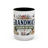 Grandma's Garden Of Love Coffee Mug — Gift From Grandkids — Accent Color Ceramic 11oz 15oz — Front view — Photo 5