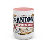 Grandma's Kitchen Hugs Coffee Mug — Gift From Grandkids — Accent Color Ceramic 11oz 15oz — Front view — Photo 7