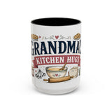 Grandma's Kitchen Hugs Coffee Mug — Gift From Grandkids — Accent Color Ceramic 11oz 15oz — Front view — Photo 5