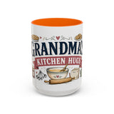 Grandma's Kitchen Hugs Coffee Mug — Gift From Grandkids — Accent Color Ceramic 11oz 15oz — Front view — Photo 13