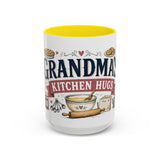 Grandma's Kitchen Hugs Coffee Mug — Gift From Grandkids — Accent Color Ceramic 11oz 15oz — Front view — Photo 14
