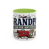 Grandpa Can Fix Anything Coffee Mug — Funny Gift From Grandkids — Accent Ceramic 11oz 15oz — Front view — Photo 15