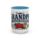 Grandpa Can Fix Anything Coffee Mug — Funny Gift From Grandkids — Accent Ceramic 11oz 15oz — Front view — Photo 10