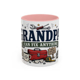 Grandpa Can Fix Anything Coffee Mug — Funny Gift From Grandkids — Accent Ceramic 11oz 15oz — Front view — Photo 3