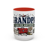Grandpa Can Fix Anything Coffee Mug — Funny Gift From Grandkids — Accent Ceramic 11oz 15oz — Front view — Photo 8