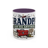 Grandpa Can Fix Anything Coffee Mug — Funny Gift From Grandkids — Accent Ceramic 11oz 15oz — Front view — Photo 16