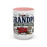 Grandpa Can Fix Anything Coffee Mug — Funny Gift From Grandkids — Accent Ceramic 11oz 15oz — Front view — Photo 7