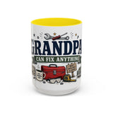 Grandpa Can Fix Anything Coffee Mug — Funny Gift From Grandkids — Accent Ceramic 11oz 15oz — Front view — Photo 14