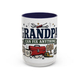 Grandpa Can Fix Anything Coffee Mug — Funny Gift From Grandkids — Accent Ceramic 11oz 15oz — Front view — Photo 6