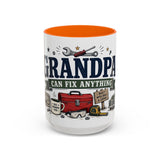 Grandpa Can Fix Anything Coffee Mug — Funny Gift From Grandkids — Accent Ceramic 11oz 15oz — Front view — Photo 13